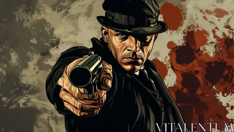 Hardboiled gunman locks aim against a storm of scarlet chaos.