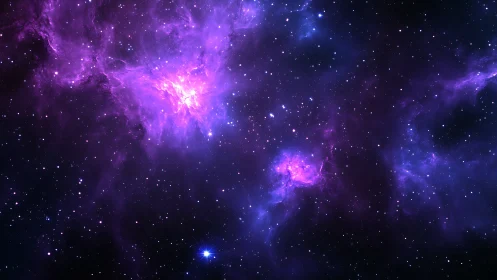 Lavender nebula glows gently in a quiet star filled night