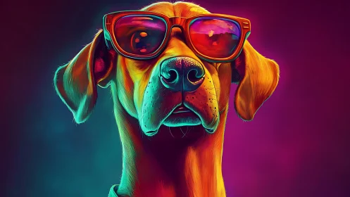Cool canine in neon shades brings bold color and charm.