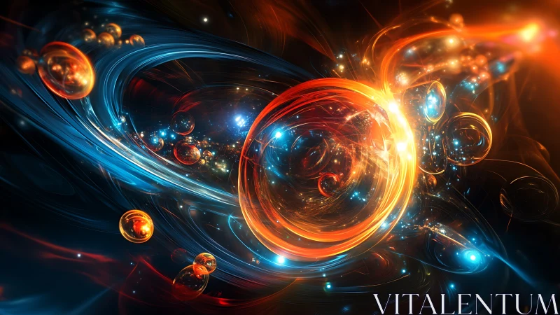 Glowing cosmic swirls dance through a playful, colorful void.