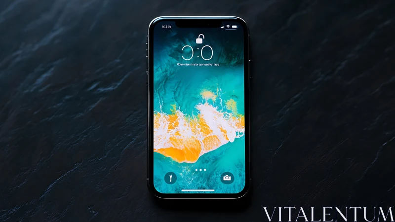 iPhone Lock Screen with Stunning Coastal Waves.