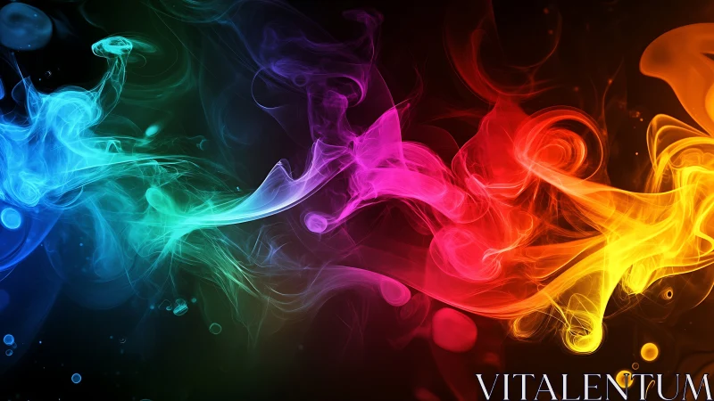 Chromatic smoke ribbons collide in luminous digital bloom.
