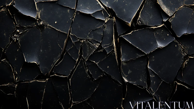 Cracked black surface texture with sharp fractured lines.
