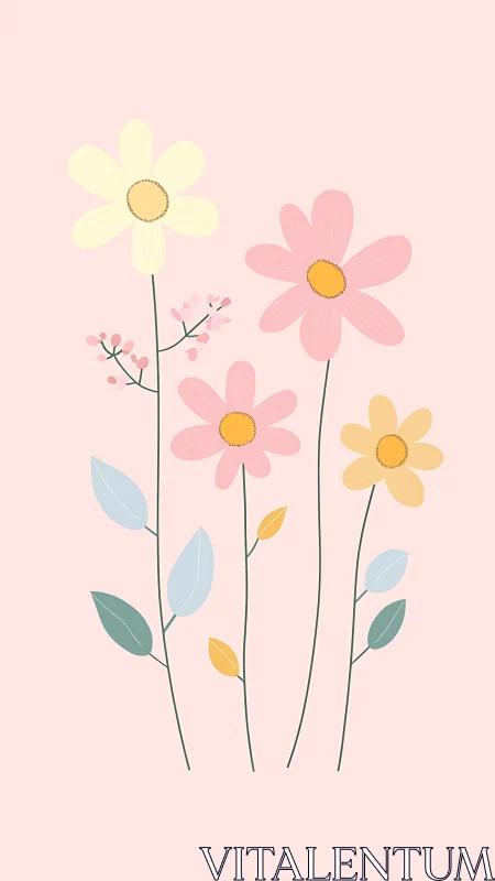 Minimalist Botanical Arrangement: Layered Florals in Soft Palette.