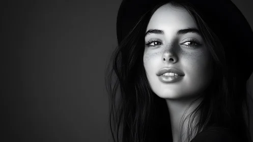 Freckled midnight muse leans into the hush of soft light