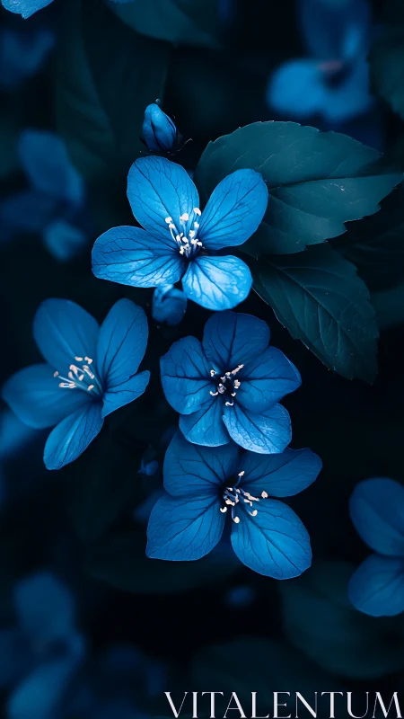 Luminescent Blue Petals Dancing in Monochromatic Twilight