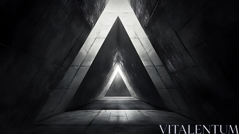 Geometric Tunnel: Nested Triangles Converging Toward Light.