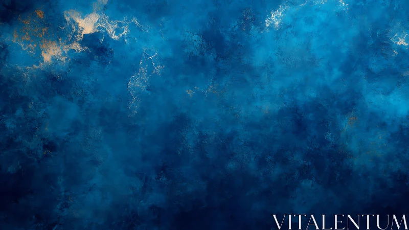 Abstract blue textured background with sparse gold accents.