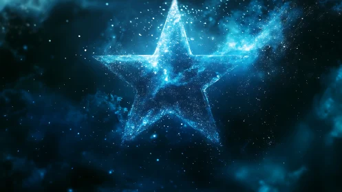 Luminescent nebula star silhouette in deep space.