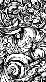 Whorling ink currents carve a monochrome ornamental storm.