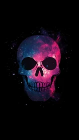 Cosmic skull silhouette glows against deep black space
