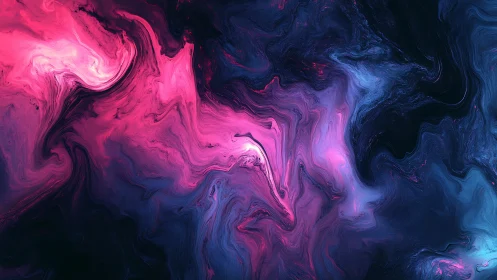 Digital painting of nebular magenta currents with fluid gradients.