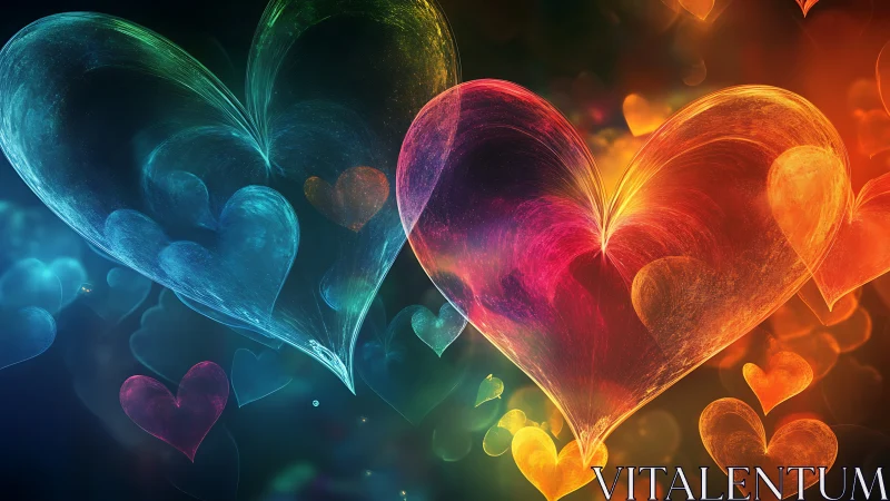 Luminescent Hearts Dance Across Dimensional Spectrum.