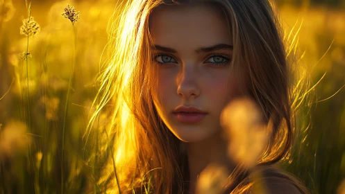 Sunlit meadow gaze wrapped in molten golden hour hush.