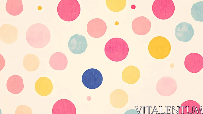 Polka dot pattern shows textured pastel circles on neutral ground