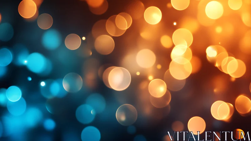 Vibrant bokeh lights in blue and orange abstract background.
