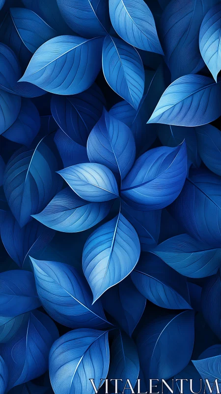 Layered blue foliage forms a seamless botanical digital pattern