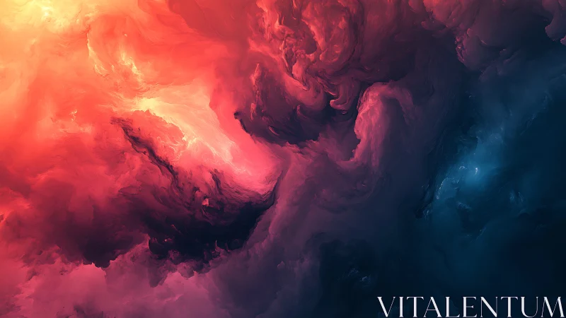 Abstract gradient cloud formations in red, pink and blue.
