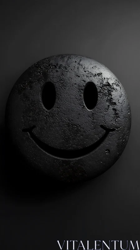 Corroded black smiley relief with high contrast directional lighting