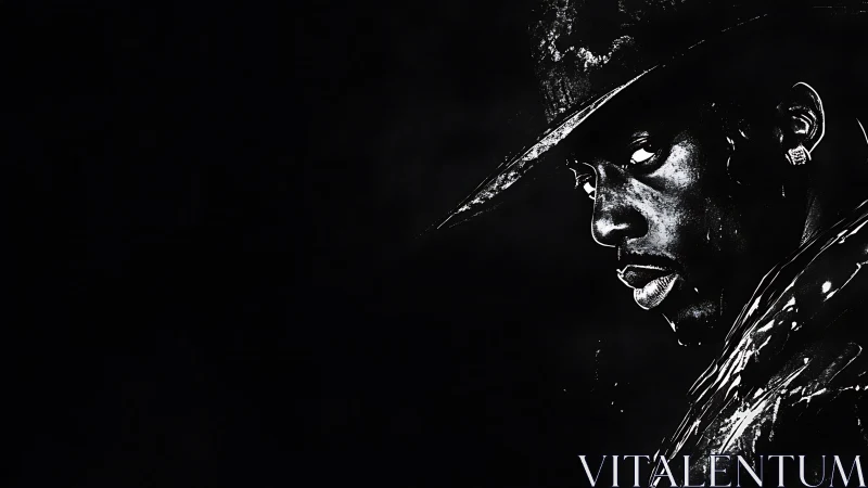 Monochrome profile portrait isolates subject against black field