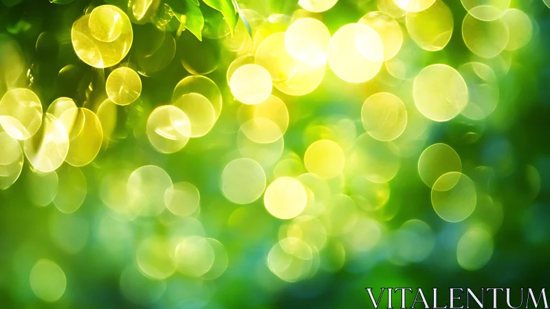 Bright green and yellow bokeh lights with natural abstract style.