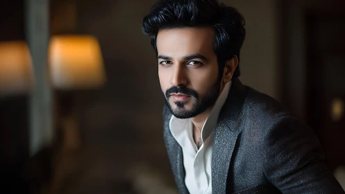 Cinematic close-up portrait in low-key ambient lighting study