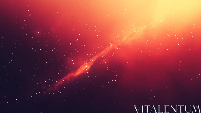 Diagonal orange nebula band across dark star field.