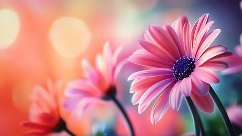 Pink Daisy Dreams: Soft Focus Bokeh Garden Symphony.