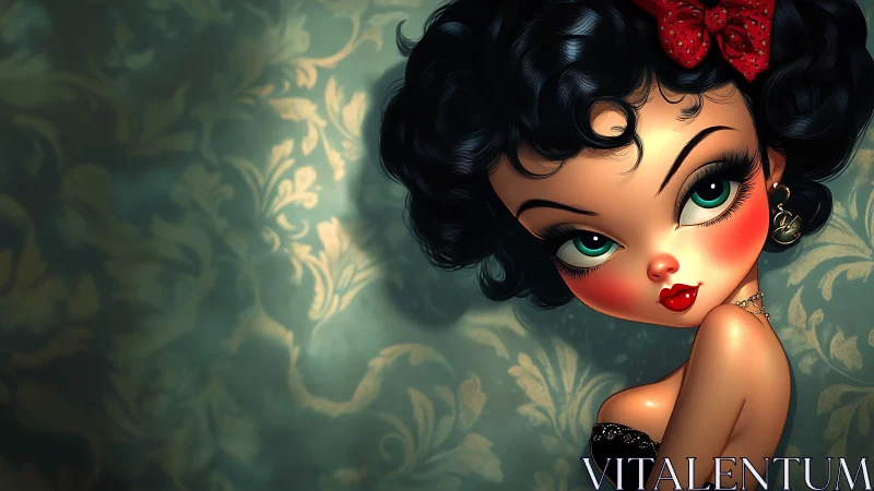 Charming pin up girl offers a playful vintage inspired glance