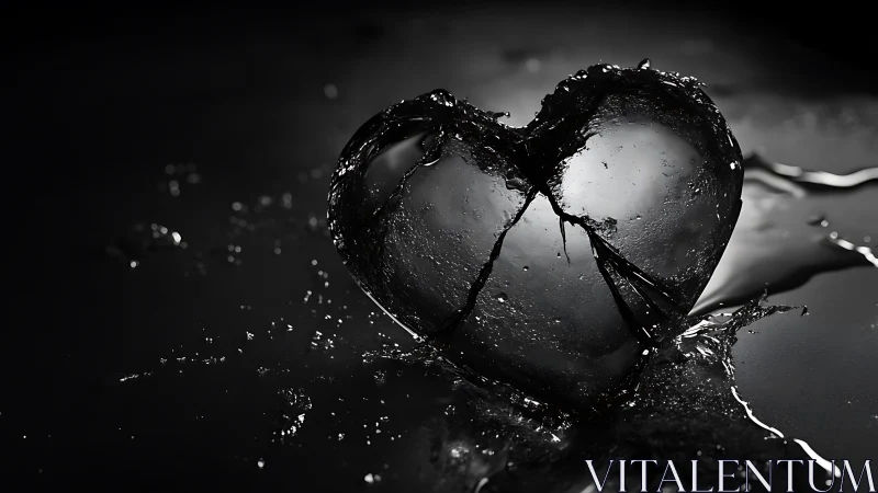 Water droplet impact frozen in heart shape formation.