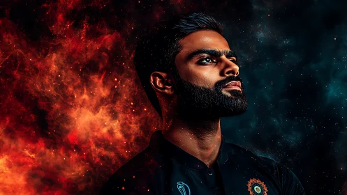 Starlit captain carves comet trails through burning galaxy