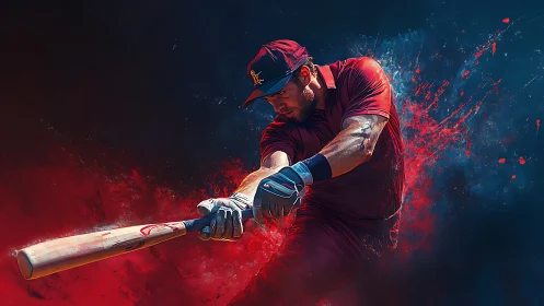 Digital depiction of baseball batter in mid swing motion.