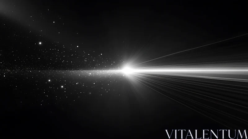 Radial stellar burst with collimated photon beam projection.