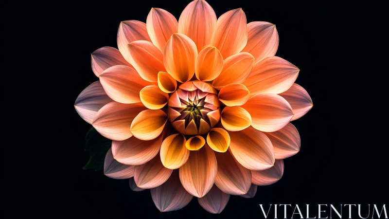 Luminous Dahlia Bloom Against Black Background Display