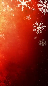Red gradient holiday background with luminous snowflakes.