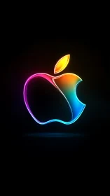 Spectral neon apple contour with luminous edge refractions.