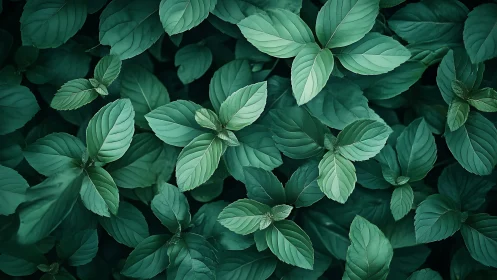 Emerald leaf chorus under soft forest-shadow hush.