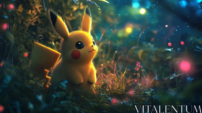 Yellow creature rendered in glowing forest environment.