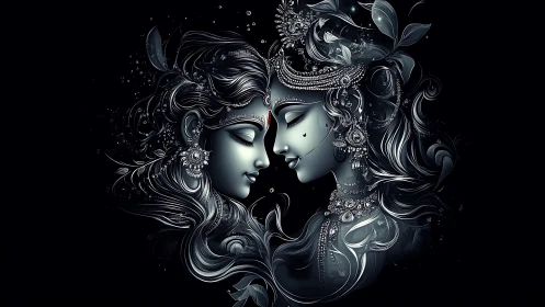 Dual-Profile Sculptural Rendering: Mirrored Figurative Geometry.