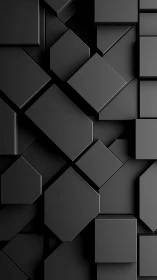 Staggered black geometric panels form layered rectilinear grid