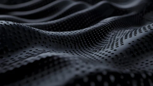Abstract dark wavy surface with dotted texture, digital art style.
