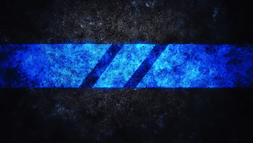 Electric cobalt slash carves through weathered midnight stone