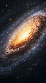Rotating barred spiral galaxy with luminous stellar core.