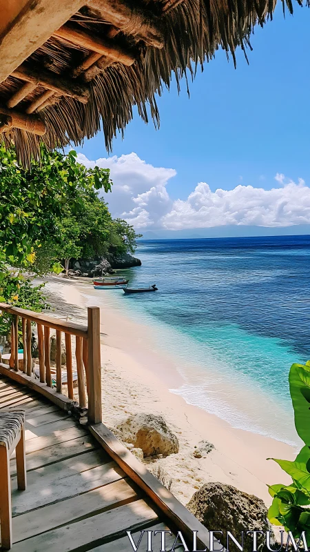 Tropical Beach Sanctuary with Thatched Palapa Roof.