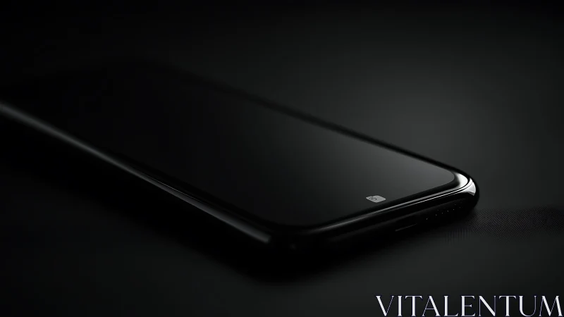 Sleek Dark Phone Resting on Shadowed Surface.