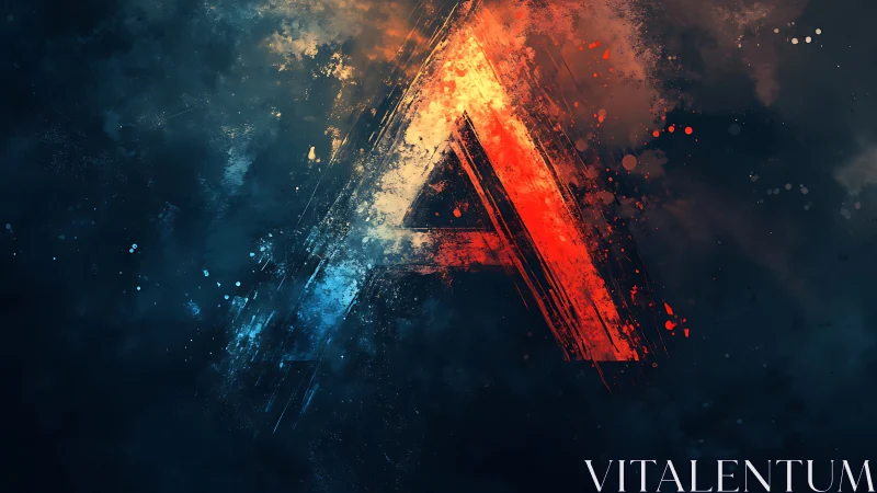 Abstract letter A burns through deep cosmic smoke