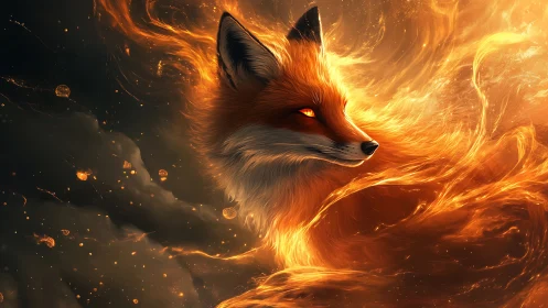 Fox head rendered in swirling orange fire-like energy