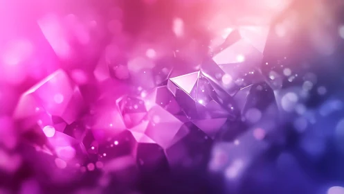 Abstract Crystal Shapes with Pink and Purple Bokeh Glow.