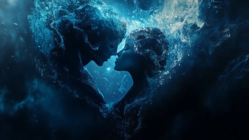 Water's Embrace: Two Souls Meet in Liquid Light.