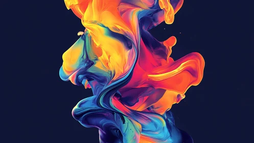 Vibrant abstract color plumes forming dual profile shapes.